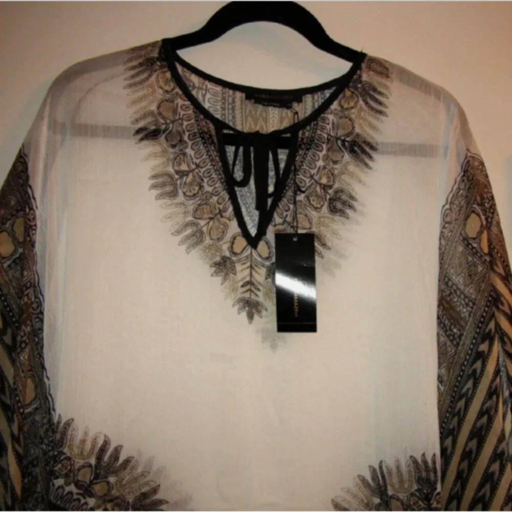 NWOT BCBGMaxAzria Boho Kaftan Poncho Top Swim Cover Up
